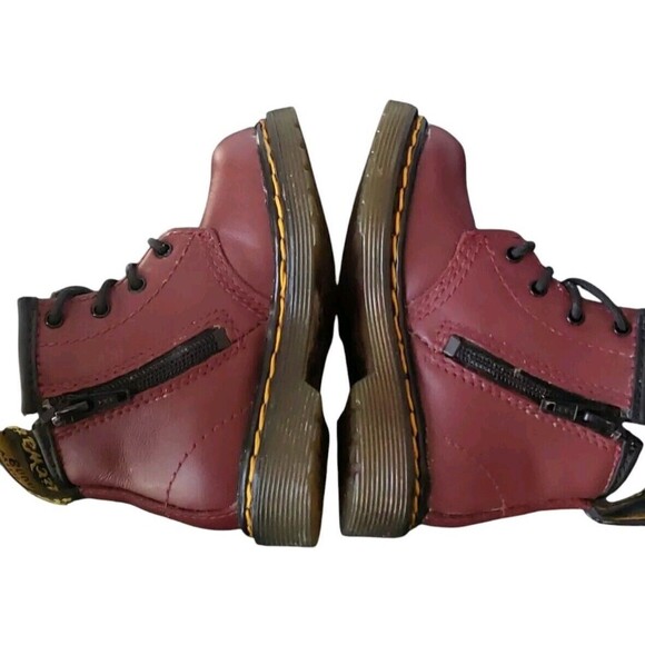 Dr Martens AirWair Brooklee Leather Boots Cherry Red Kids Toddler Size 5 - Picture 4 of 7